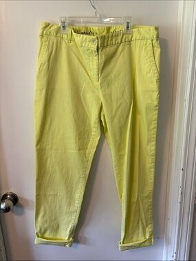 Talbots Bright Lime Yellow Cropped Chino Pants